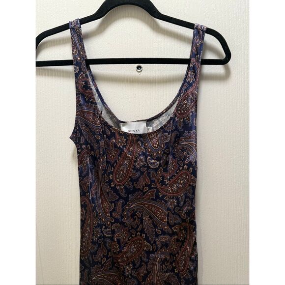 Sonya Moda Capri Maxi Dress in Pasiely Print Wedding Guest Cocktail size S NWT - Picture 4 of 6